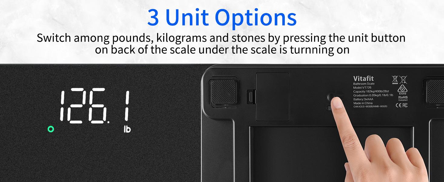 Scale for Body Weight, High Accuracy 0.1lb by Our Professional Factory Since 2001, Digital Weight Scale LED and Step On, 3*AAA Batteries Included, 400lb/182kg, Spray Silver Black