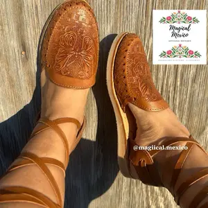 Huaraches sandal women butterfly tooled lace-up brown color/ huarache shoe women’s / leather sandal women