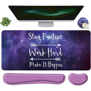 Starry Sky Pattern Mouse Pad & Keyboard Wrist Rest & Coaster Set, Ergonomic Wrist Support Mouse Pad, Computer Mat, Suitable for Home Office Gaming