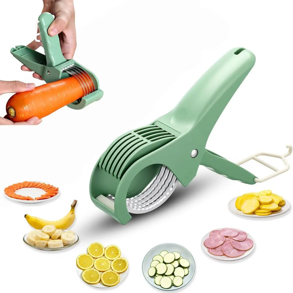 Stainless Steel Fruit and Vegetable Chopper Portable Food Fruit Slicer for Banana Vegetable Cutter Multi-Functional Kitchen Gadget Tool