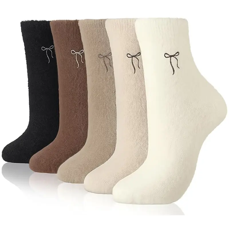 5 Pairs Warm & Cozy Gifts for Women, Fluffy Fuzzy Plush Sleeping Slipper Socks - Soft Warm Fabric