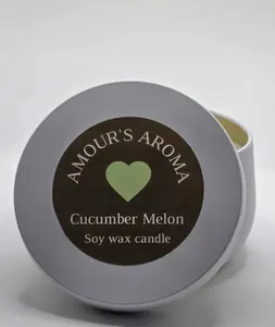 Amour's Sweets Cucumber Melon 8 Ounce Soy Wax Candle - Refreshing Scent for Home Use - Natural Pleasant Smelling Household Candle with Clean Burn