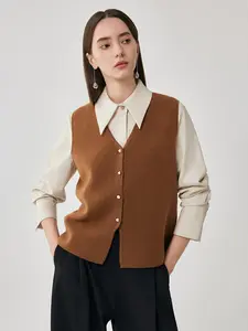 COMOBOCA 100% Wool Women's Button-Down Knit Vest for Ultimate Luxury and Comfort