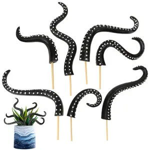 7pcs Glow in the Dark Octopus Tentacle Plant Stakes, Funny Resin Garden Decorations, Indoor Outdoor Halloween Decor, Potted Decoration