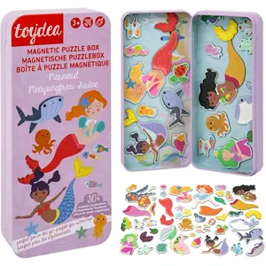 Magnetic Game Puzzle Box – Mermaid Theme 30+ Pcs Easter Travel Toy for Ages 3+ | Promotes Motor Skills & Imagination | Ideal for Car & Plane | Perfect Easter Basket Stuffer for Boys & Girls