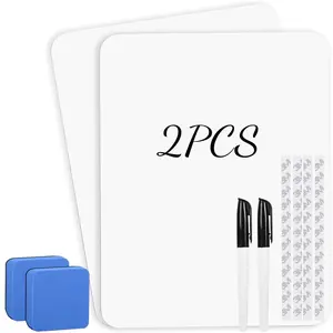 2 PCS Mini Whiteboards, Small Double Sided Dry Erase Board, Portable White Boards for Students, Teachers, School Supplies Lapboards Including 2 Markers, 2 Erasers and 4 Sticky Tapes