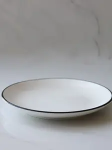 Marcel Ardani 'The Minimalist Collection' Small White Plate with Black Rim – Elegant Ceramic Dinnerware