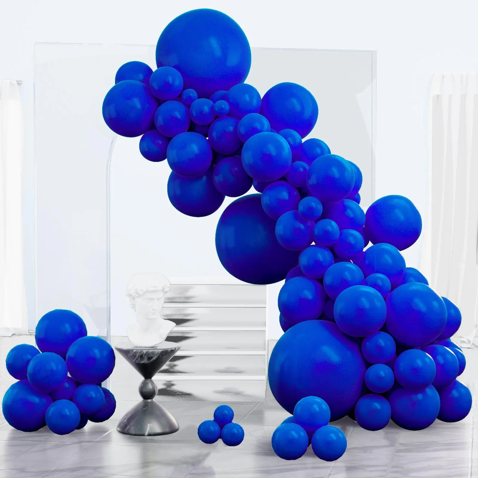 PartyWoo Royal Blue Balloons 123pcs Different Sizes Pack of 18 12 10 5 Inch Dark Blue Balloon Arch Kit for Baby Shower Gender Reveal Graduation Under The Sea Birthday Party Decorations Blue-Y59
