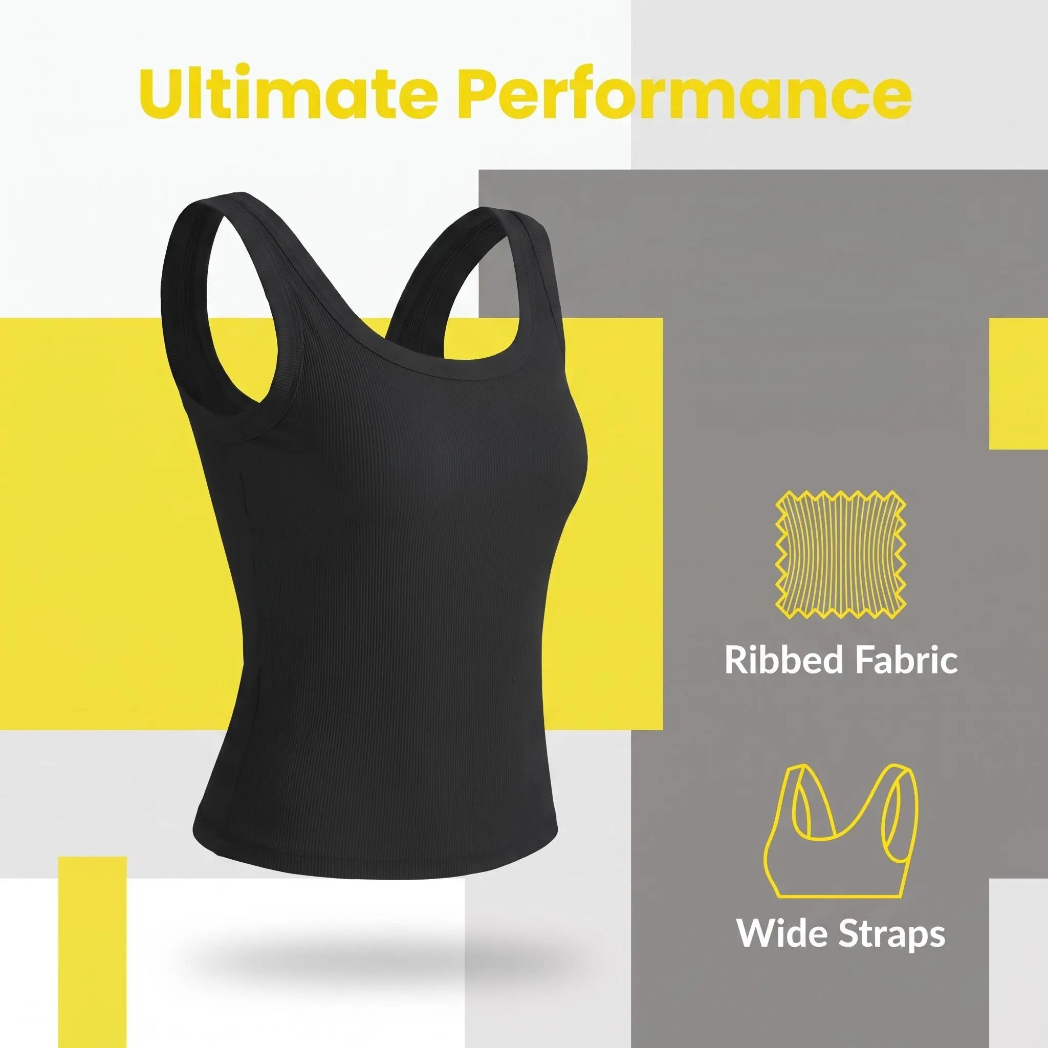Women’s Knit U-Neck Padded Sports Tank Top – No need for extra underwear, suitable for yoga and cycling, available in multiple colors
