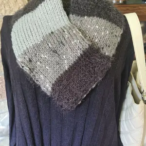 Handmade Mixed Media Tunisian Crochet Necklace Candy Scarf