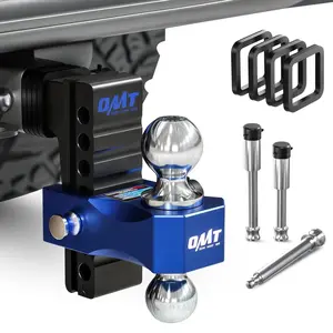 Orion Motor Tech Adjustable Trailer Hitch, 12500-18500 lbs Heavy Duty Dual Ball Mount, Fits 2" & 2.5" Receiver, 6"/8" Drop, Heavy Duty Aluminum Drop Hitch for Truck with 3 Anti-Theft Locking Hitch Pins, fathersdaygift