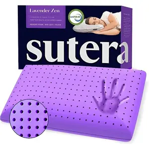 Sutera Cooling Lavender Zen Memory Foam Pillow for Sleeping - Essential Lavender Oil Infused, Cooling Pillow with Neck, Shoulder and Back Support - Relaxing for Side, Back, Stomach Sleepers