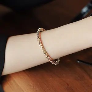 Vintage Braided Open Bracelet Yellow Irregular Bracelet Creative Bangle Style Women's Jewelry