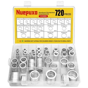 720PCS Crush Washer Oil Drain Plug 18 Sizes Aluminum Oil Drain Plug Gasket Assortment Kit Automotive Engine Crush Washer (M6 M8 M10 M12 M14 M16 M18 M20 M22 M24)