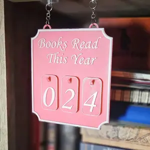 Vintage Reading 2D Record Hanging BookshelfDecor, Yearly Reading Tracker Up to 999 BooksCounter Book Display, Must-Have for Book Lovers,Decoration