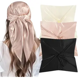 35" Large Square Satin  Scarf - 3 count Silk Like  Scarves Silk Bandana Satin Hair Scarf  Wraps For Women