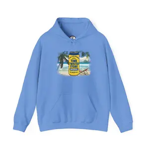 Wiggy's Time Twisted Store Twisted Tea on a Sandy Beach Sweatshirt in Carolina Blue, Graphic Hoodie for Celebrating Creativity and Friendship, Unisex, Fun Beachwear Top, Bold Jumper,