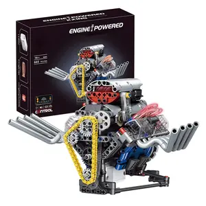 V8 Engine Motor Model Building Blocks Kit, 665pcs/set Creative Engine Motor Model Building Blocks, DIY Building Toys for Teenager & Adults, Building Block Sets
