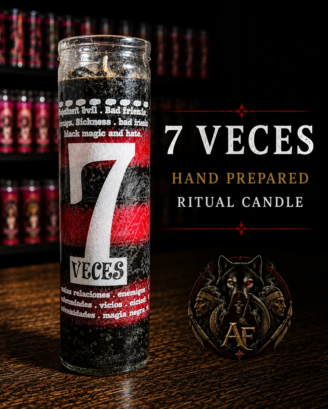 7 Veces Reversible Ritual Candle | Hand Prepared with Herbs & Oils | Includes Petition Paper