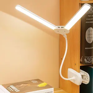 1/2 PCS Table Lamp Reading Lamp LED Desk Lamps with Clamp, Adjustable Dual Swing Arm Desk Lamp for Home Office, Dimmable Eye Protection Reading Lamp, Touch Control Bedroom Nightstand Lamp