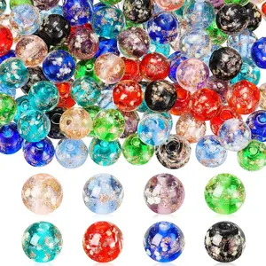 120 count Luminous Glass Beads Bulk 8mm Round Glow in the Dark Beads Glass Loose Spacer Ball for Making DIY Craft(Multicolor)
