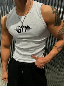 Men's Slim Fit Workout Tank Top | Moisture-Wicking & Breathable Fabric with Barbell "GYM" Graphic | Sleeveless Streetwear for Everyday Wear, Running & Urban Style