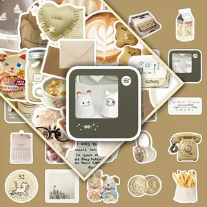50 PCS Oat Latte Aesthetic Stickers - Cozy Coffee Theme Decals for Journals, Phone Cases - Minimalist Kawaii DIY Decor