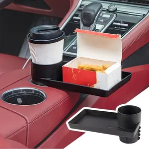 Portable Car Cup Holder Tray Storage Box, Easy Installation, Universal Fit, Includes Phone Mount Accessories, Ideal for Snacks & Drinks, Car Console Organizer
