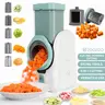 ZQOZQO Stainless Steel Electric Vegetable Cutting Slicer Kitchen Gadget Utensils - 6-Blade Dicer, 8-Rotary Cheese Grater, Double Safety Lock, Washable Parts, Multi-Blade Set for Moms, Quick Meal Prep