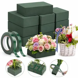 10 Pcs Small Floral Foam Blocks 5.5” x 3.1” x 1.7” with 2 Rolls Waterproof Floral Tape - 12mm x 65.62ft, for Fresh or Artificial Flower Arrangements, DIY Wedding, Home Decor, and Crafts outdoorfun
