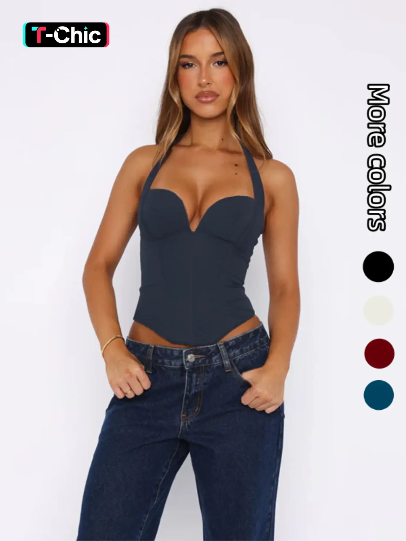 Elegant European Style Chest Accent Waist Cinching Top, Sexy Slim Fit Backless Vest, Women's Fashionable Summer Wear Strap, Womenswear, Minimalist