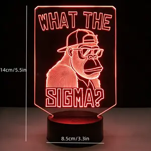 Sigma Gorilla Meme 3D Illusion Lamp | "What The Sigma?" | Remote & Touch Control | Bedroom Decor & Gift,Funny Gorilla Meme 3D Night Light | Dimmable | Perfect Gift for Teens & Meme Fans