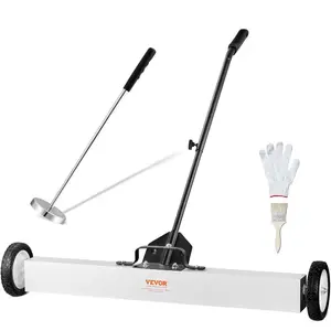 fathersdaygift VEVOR 36-Inch Magnetic Sweeper with Wheels, 55 lbs Capacity, with Telescoping Magnetic Pickup Tool, Adjustable Handle, Magnetic Pickup Sweeper to Pick Up Nails and Screws, for Workshop, Garage, Yard
