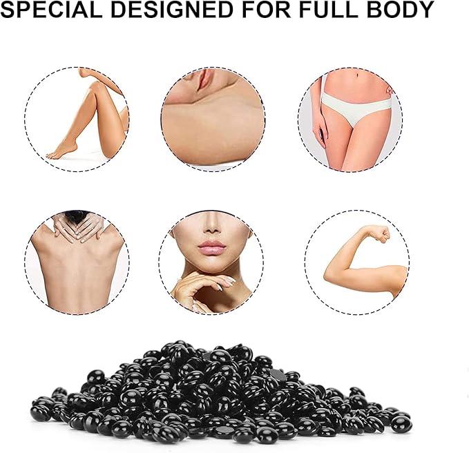 500g Painless Black Hard Wax Beans for Hair Removal - Ideal for Underarms, Legs, Bikini  Gentle Body Care Smooth Comfort Cosmetic