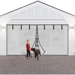 Garage Door Screen Blackout for 1  Garage-10x8FT   Grey Heavy Duty  Garage Screen, Hands Free,   Garage Screen Door