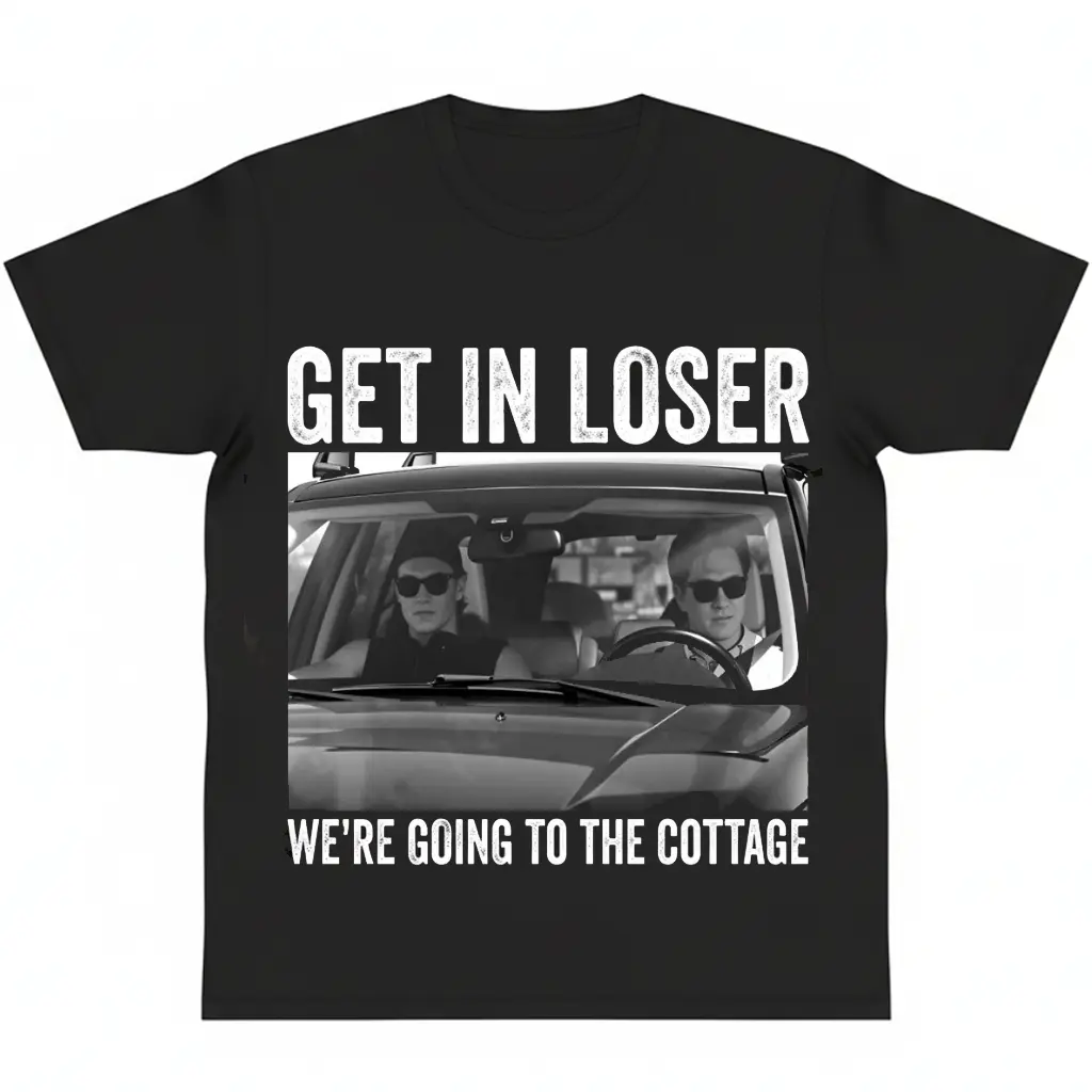 heated rivalry merch Get In Loser We're Going To The Cottage graphic tee Shirt Ilya Rozanov Shane Hollander Fan y2k cotton fashion Streetwear Casual Lover Gift