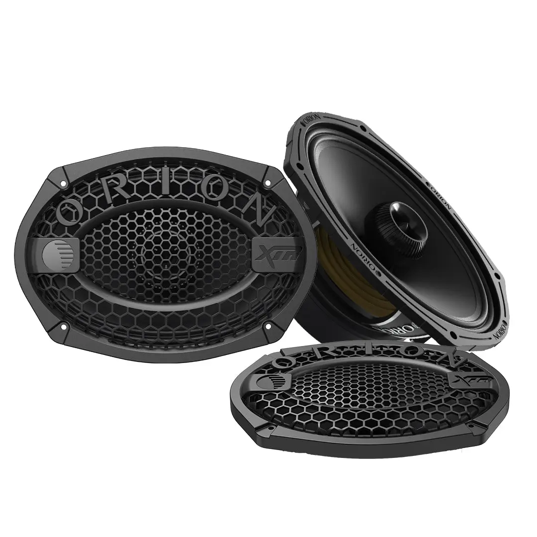 Orion XMT69.2 6x9 in Water-Resistant Midrange Coaxial Car Speakers with Grills, 400W RMS 2-Ohm Pair, Durable Coating, for Car Audio Installation & Aftermarket Stereo Head Unit Use, Aftermarket Stereo Head Unit Speakers