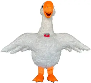 Inflatable Goose Costume for Adult Goosey Mascot Costume for Fanny Halloween Dress Carnival Plush Furry Jumpsuit