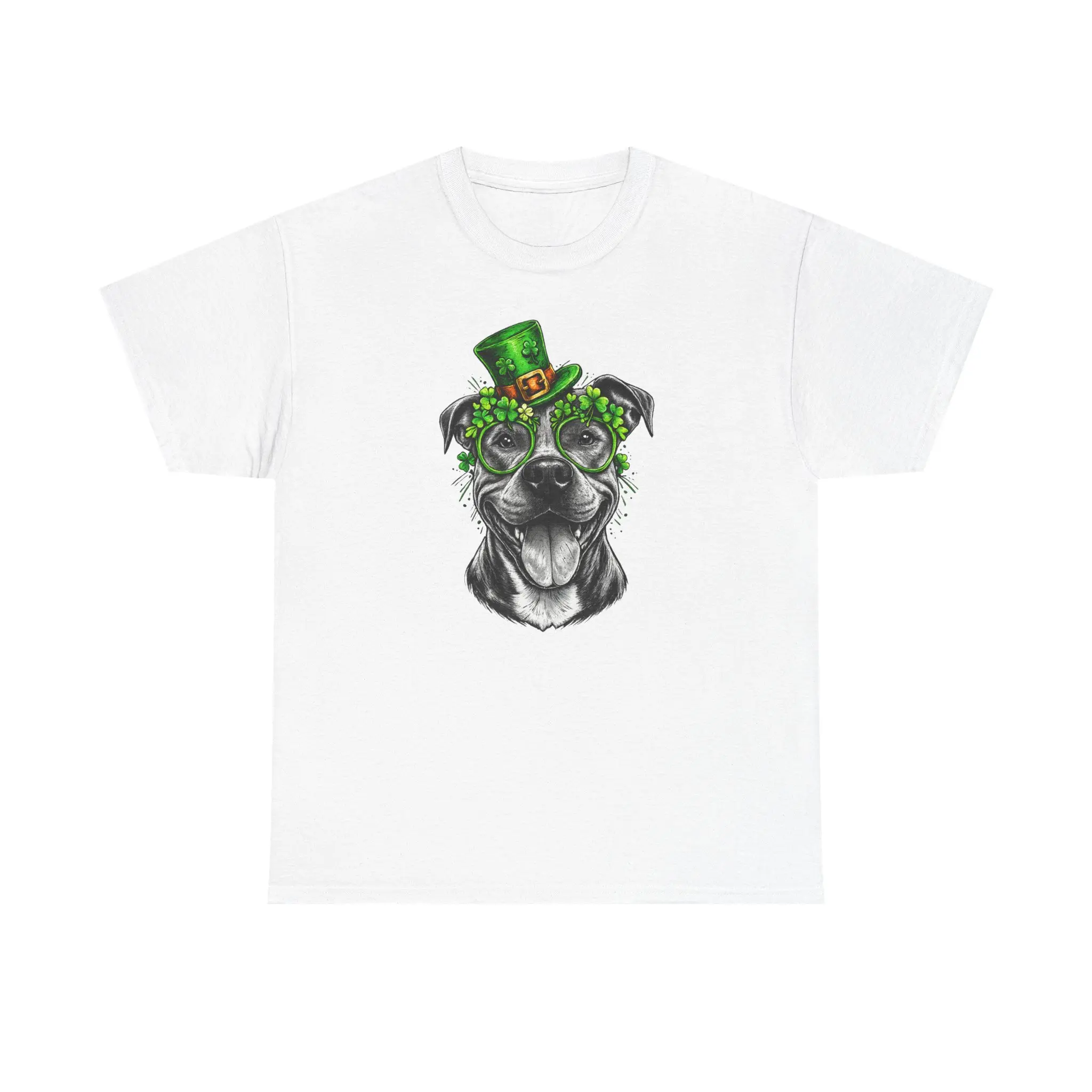 St. Patrick's Day Pitbull T-Shirt | Shamrock Dog Graphic Tee