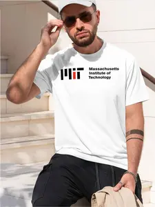 Mausetts Institute of Tenology 2026 new model Black/White Tee Stylish & Comfortable Loose Crew Neck Short Sleeve T-shirts Versatile On Trend Eye Catching Printed Graphic Casual Tee for Daily Wear O