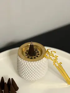 Pineapple Incense Burner Bakhoor - Handmade Concrete + FREE 10 incense cones & FREE Tong