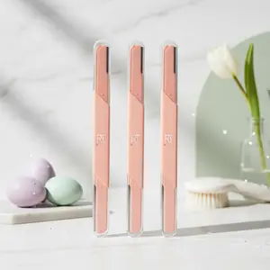 Real Techniques Face and Brow Razors Dual-Ended for Smooth Makeup Ready Complexion & Brow Detailing Pack of 3 with Protective Caps