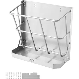 VEVOR Wall Mounted Hay Rack, 18.5 Gallon Livestock Feeder with 2.5 Gallon Feed Tray, 2 in 1 Hay and Grain Feeder, Feeds up to 5 Goats, Heavy-Duty Galvanized Steel Goat Feeders for Farm Sheep HorsesVEVOR Super Brand Day