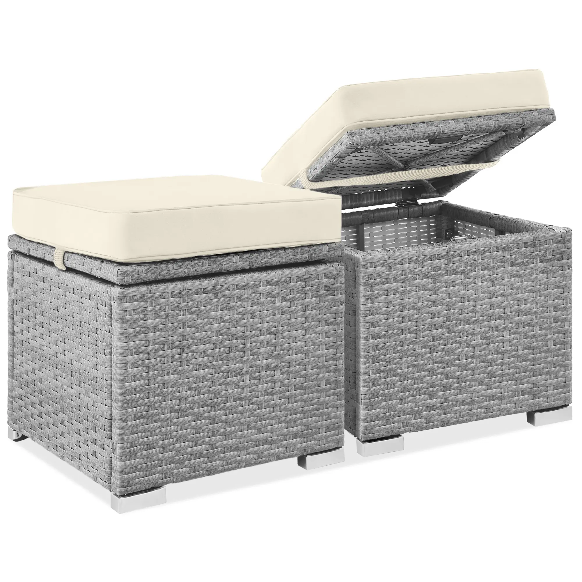 Best Choice Products Set of 2 Wicker Ottomans, Multipurpose Furniture w/ Removable Cushions, Steel Frame Best Choice Products Set of 2 Wicker Ottomans, Multipurpose Furniture w/ Removable Cushions, Steel Frame