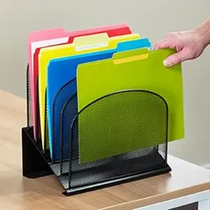 Desk File Organizer, Metal Mesh Vertical Desktop File Holder for Office & School & Home, 1PACK