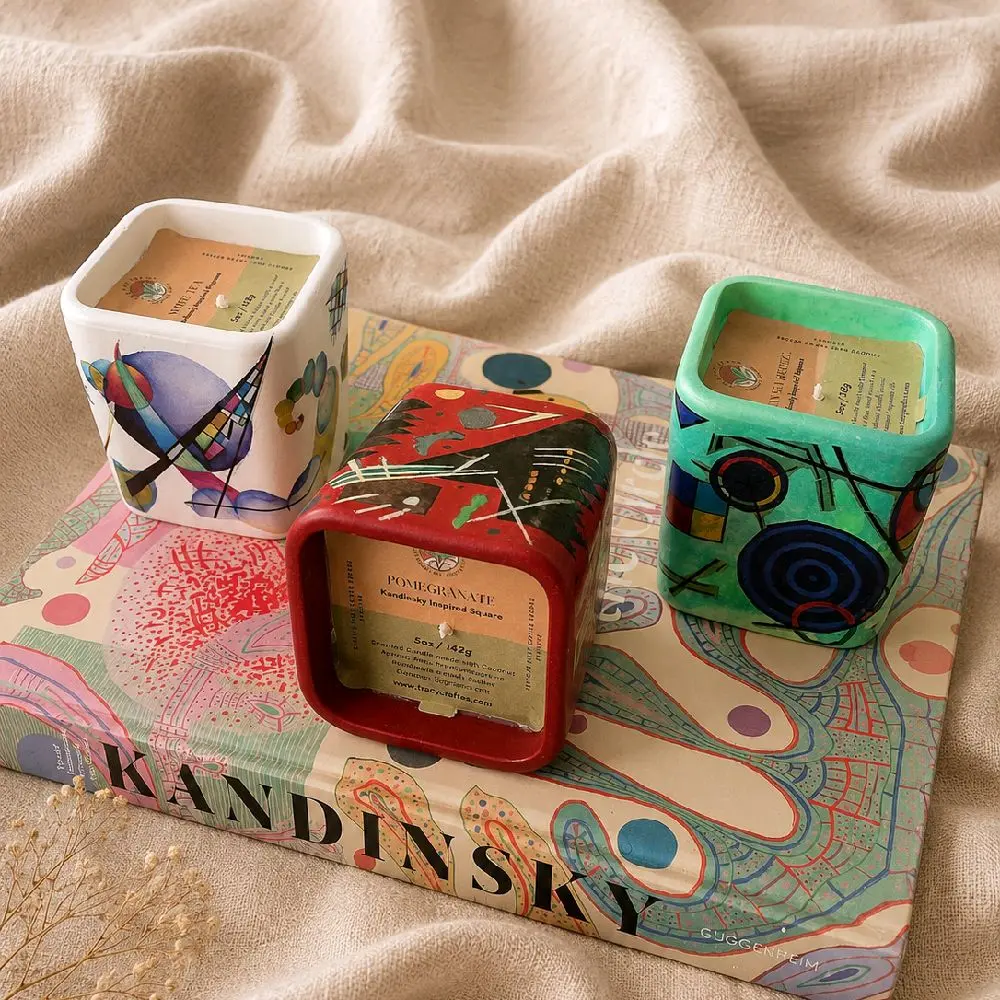 Scented Candles 5 oz Kandinsky Inspired  Handmade Vessels Decor Aroma