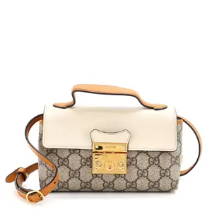 Pre-owned GUCCI material Messenger Bags Padlock Top Handle Bag GG Coated Canvas and Leather Mini by Rebag