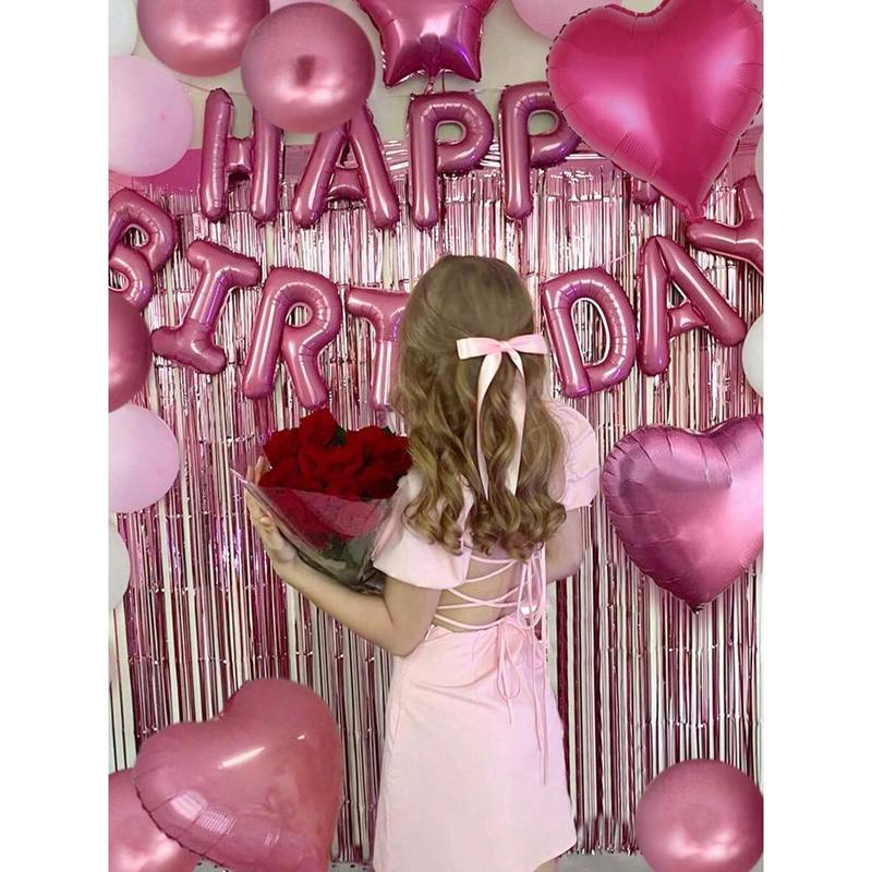 49pcs Pink Balloon Set for Party Baby Shower Wedding Anniversary Home Decor with 16 Inch Heart Shaped and Metallic Balloons Ideal for Photo Booth Backdrop PE and Latex Material Multicolor Balloons