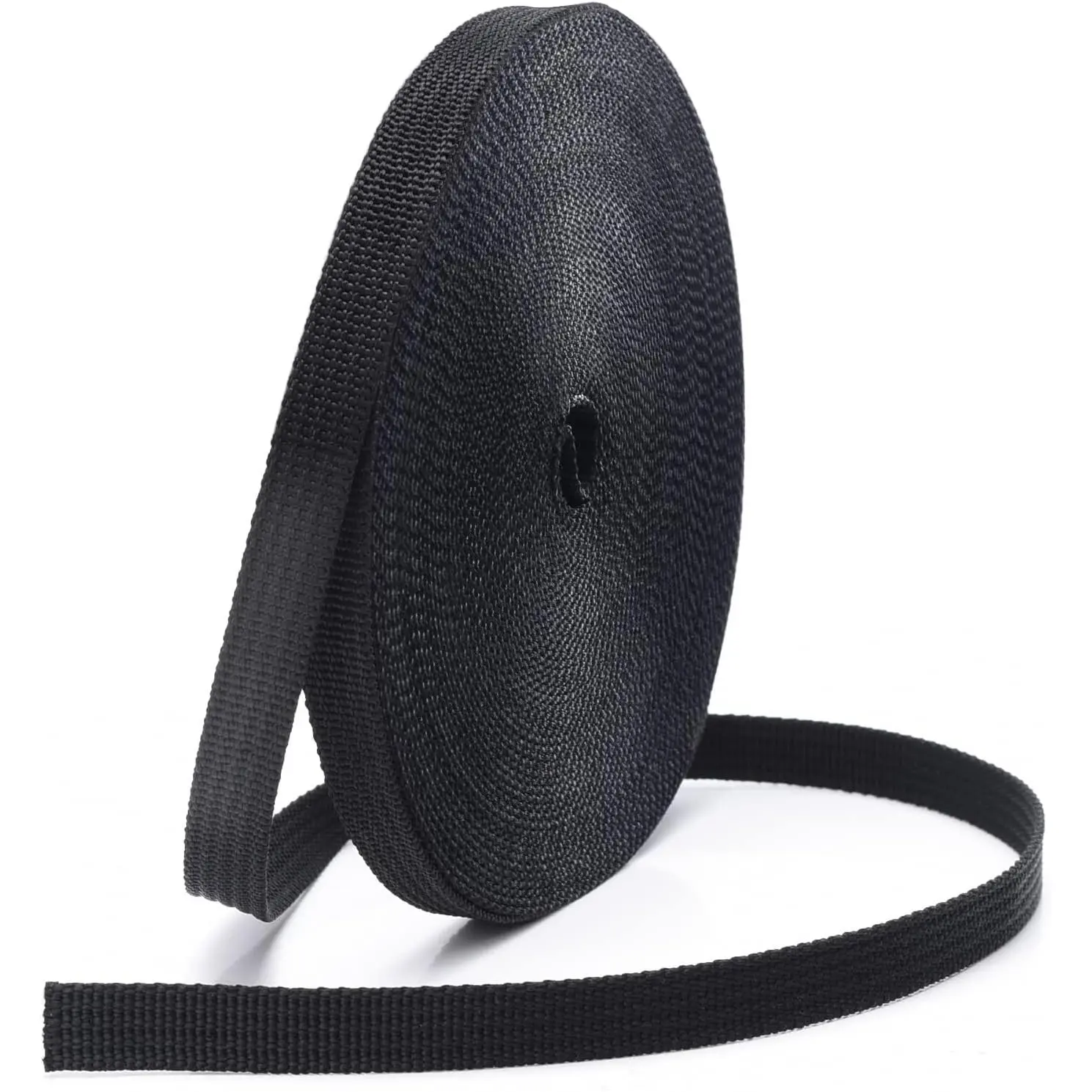 Nylon Webbing 3/8 Inch Heavy Duty Black Nylon Webbing Straps 3/8" Wide, 6 Sizes 12 Yard Webbing Strapping for Outdoor Crafting DIY.
