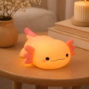 Axolotl Silicone Night Light and Ambient Lamp Soft Tap Control Color Changing LED Mood Light for Bedroom Bedside Nursery Kids and Home Decor
